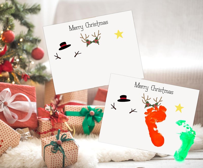 QOFO 10 Pcs Christmas Handprint Art Craft Bundle, 8.5x11 Inch Handprint Keepsake Kit for Family and Classroom, Memory Keepsake Crafts Activities, Christmas Home Decor, Winter Party Favors for Family-10 - Image 4